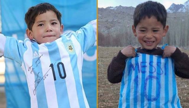 Messi den Afgan çocuğa imzalı forma