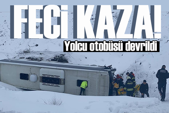 Erzincan da yolcu otobüsü devrildi: Çok sayıda ambulans sevk edildi