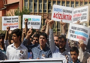 PKK’nın kaçırdığı gazeteci için eylem yapıldı!