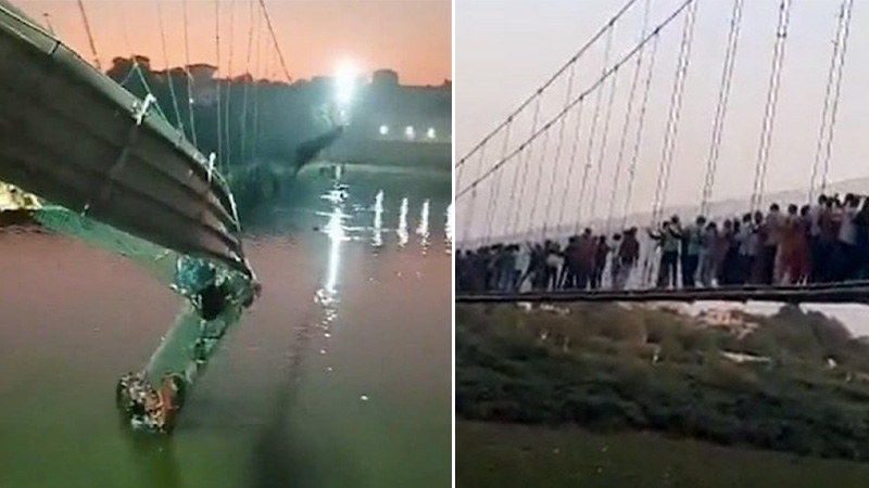 Hindistan da köprünün çökmesi sonucu 91 kişi öldü