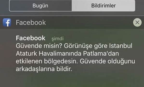 Facebook  Güvende misin  uygulaması devrede