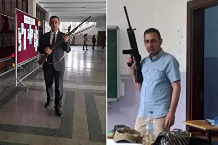 Sınıfta tüfekle fotoğraf paylaşan öğretmene soruşturma