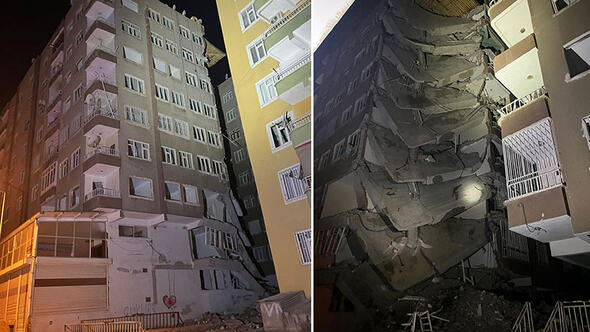 Diyarbakır da ağır hasarlı bina çöktü