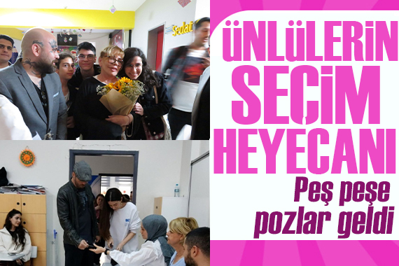 Ünlülerin seçim heyecanı! Pozlar peş peşe geldi!