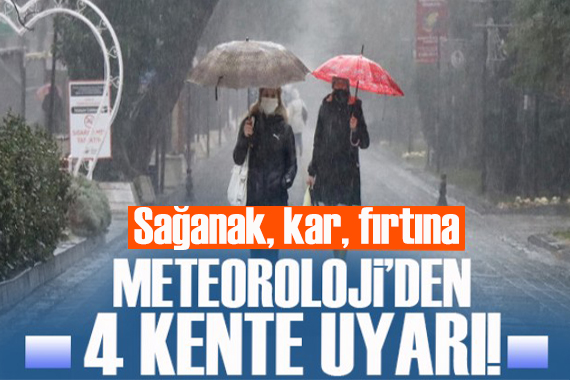 Meteoroloji den 4 ile sarı kodlu uyarı: Sağanak, fırtına, kar...