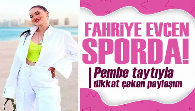 Fahriye Evcen pembe taytıyla spor paylaşımı yaptı!