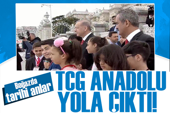 Erdoğan, İstanbul Boğazında TCG Anadolu gemisini uğurladı