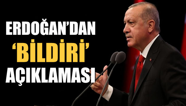 Erdoğan dan  bildiri  açıklaması