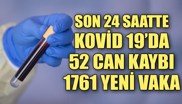 Son 24 saatte Kovid 19 da 52 can kaybı, 1761 yeni vaka