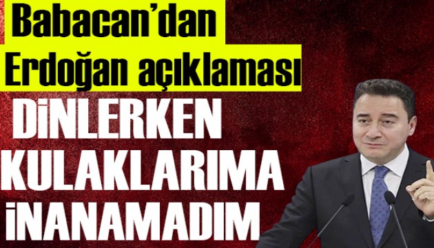 Babacan'dan Erdoğan sözleri: Kulaklarıma inanamadım