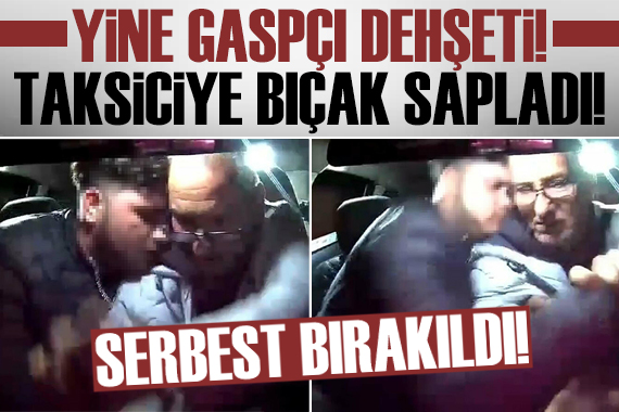 Taksiciye bıçaklı  gasp  girişimi kamerada
