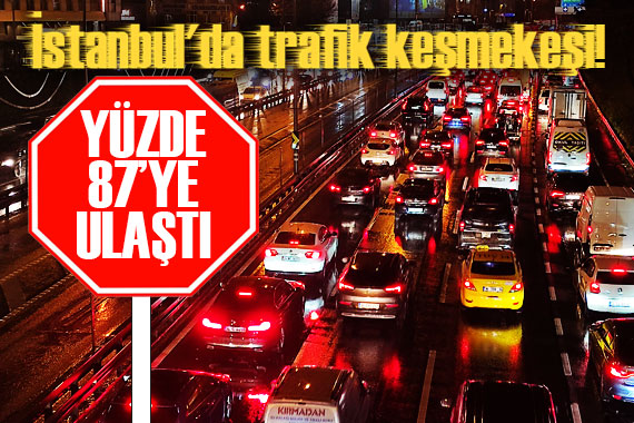İstanbul da trafik keşmekeşi! Yüzde 87 ye ulaştı