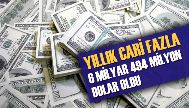 Yıllık cari fazla 6 milyar 494 milyon dolar oldu