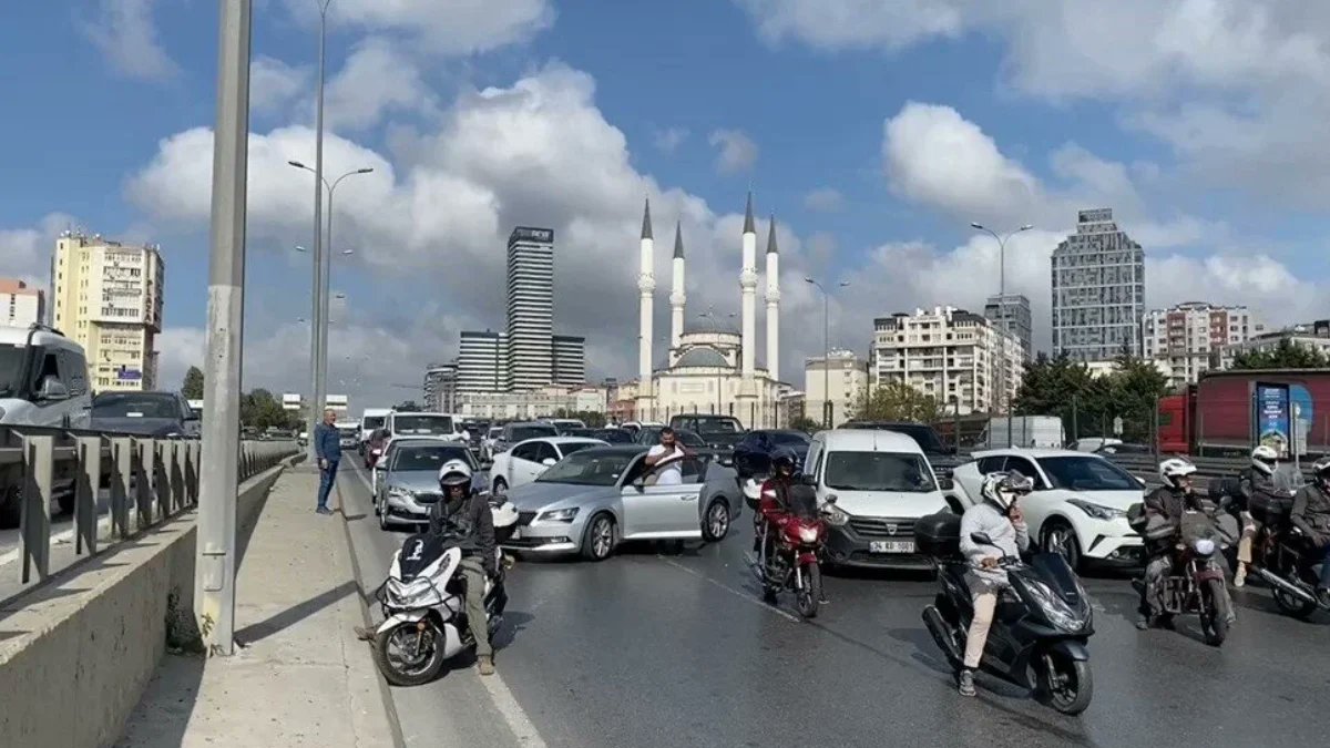 D-100 de hareketli anlar: Yoldan geçenlere saldırdı