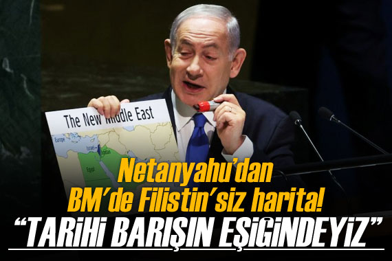 İsrail Başbakanı Netanyahu’dan BM de Filistin siz harita