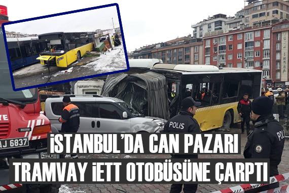 Alibeyköy de tramvay ile İETT otobüsü çarpıştı