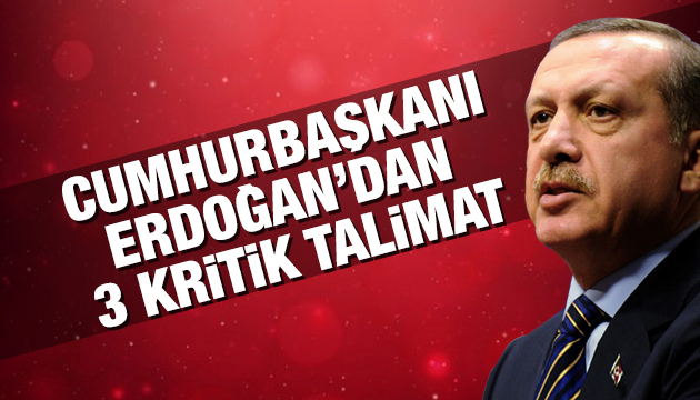 Erdoğan dan 3 kritik talimat!