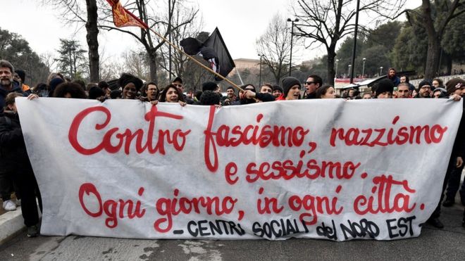 İtalya da faşizm karşıtı büyük gösteri