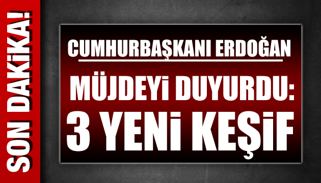 Erdoğan müjdeyi duyurdu: 3 yeni keşif!