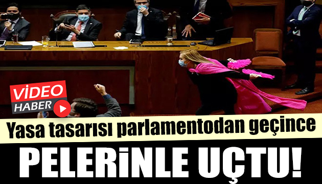 Şili de milletvekilinden pembe pelerinle yasa tasarısı sevinci