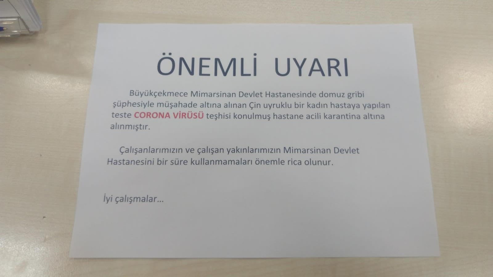 Son dakika...Mimar Sinan Devlet Hastanesi nde Corona virüsü alarmı!