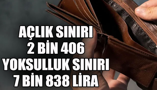 Açlık sınırı 2 bin 406, yoksulluk sınırı 7 bin 838 lira!