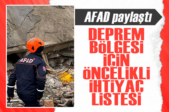 AFAD paylaştı: Deprem bölgesi için öncelikli ihtiyaç listesi