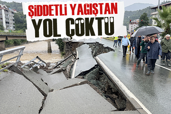 Artvin de şiddetli yağış: Yol çöktü
