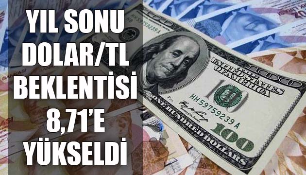 Yıl sonu Dolar/TL beklentisi 8.71 e yükseldi