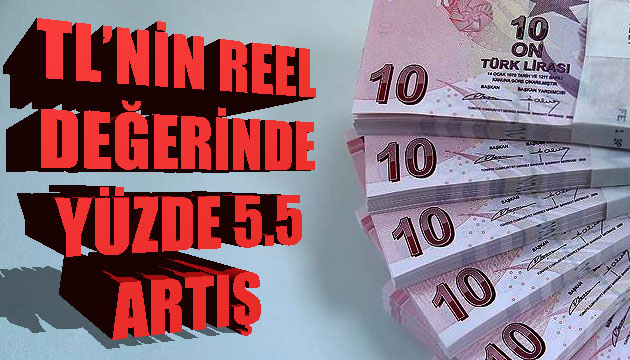 TL nin reel değerinde yüzde 5.5 artış