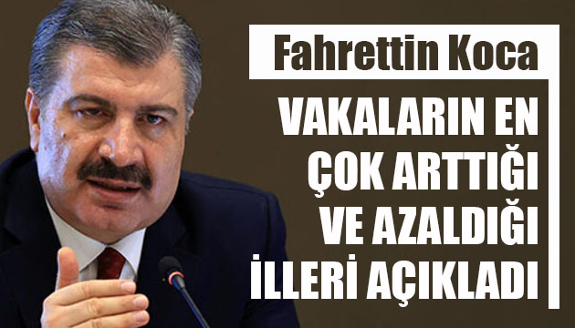 Bakan Koca, vakaların en çok arttığı ve azaldığı illeri açıkladı