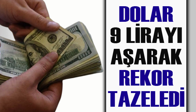 Dolar 9 lirayı aşarak rekor tazeledi