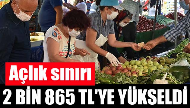 Açlık sınırı 2 bin 865 TL ye yükseldi