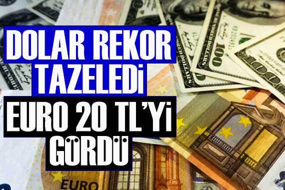 Dolar rekor tazeledi, Euro 20 TL yi gördü