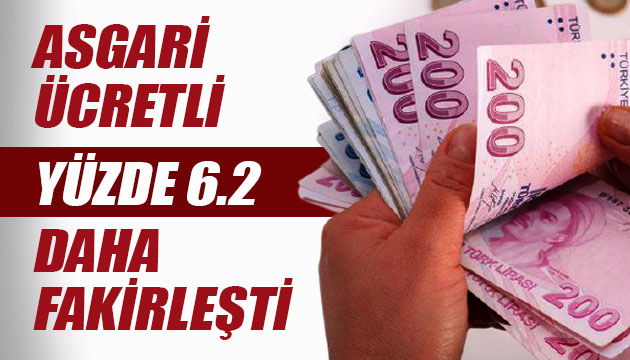 Asgari ücretli yüzde 6.2 daha fakirleşti