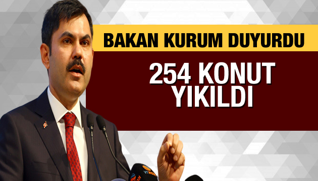 Bakan Kurum dan açıklama: 254 konut yıkıldı