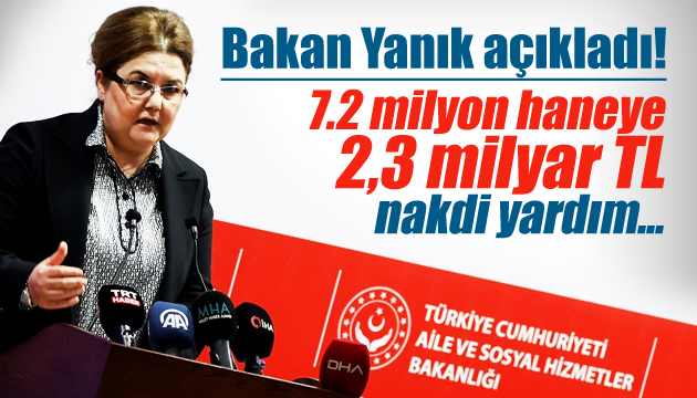 Bakan Yanık: 2,3 milyar TL nakdi yardım yaptık