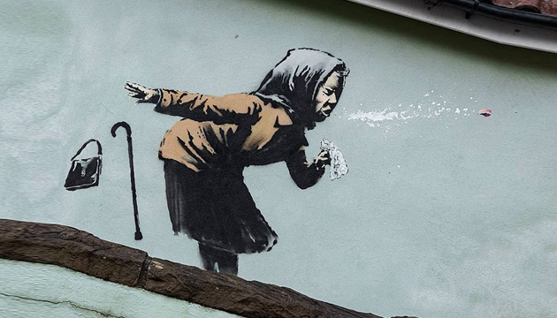 Banksy den korona grafitisi