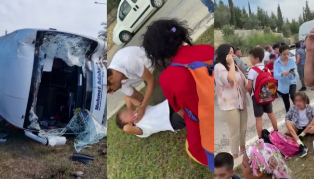 Adana'da öğrenci servisi devrildi