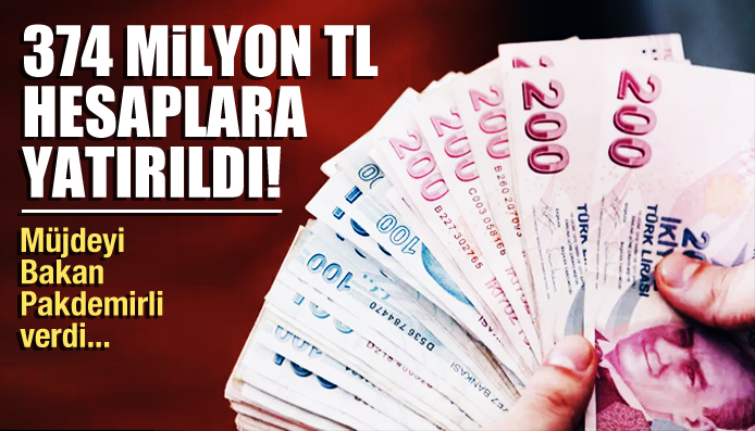 Bakan Pakdemirli: 374 Milyon TL hesaplara yatırıldı