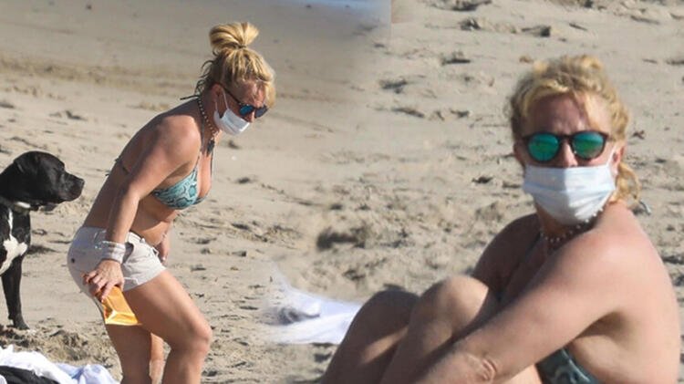 Britney Spears maskesiyle güneşlendi!