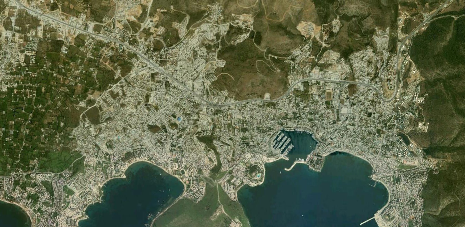 Бодрум спутник карта