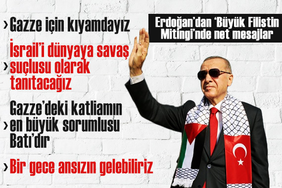 Cumhurbaşkanı Erdoğan,  Büyük Filistin Mitingi nde konuştu: Gazze deki katliamın en büyük sorumlusu Batı dır