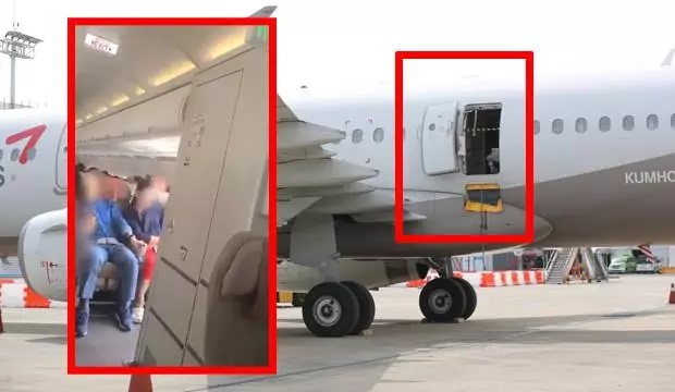 Korku dolu anlar: Yolcu uçağının kapısı açıldı