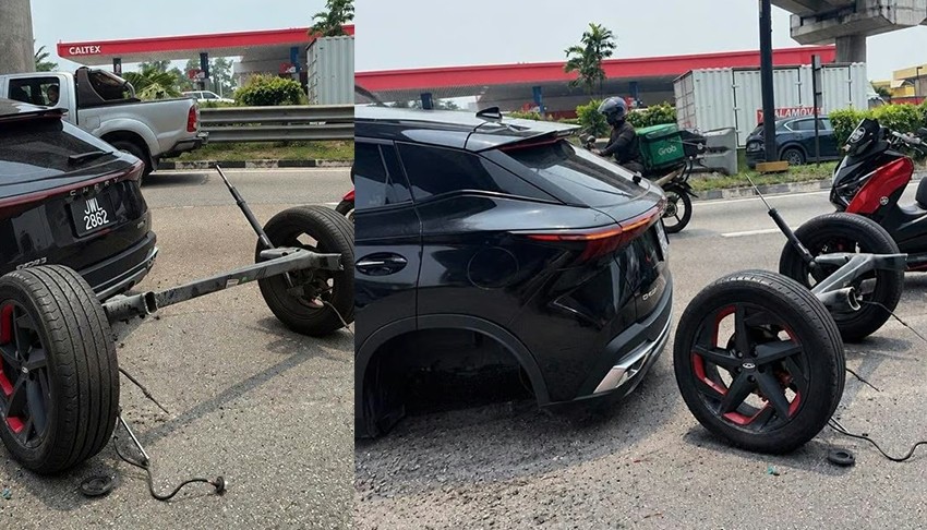 Chery SUV'un arka aksı seyir halindeyken koptu! Görüntüler gündem oldu