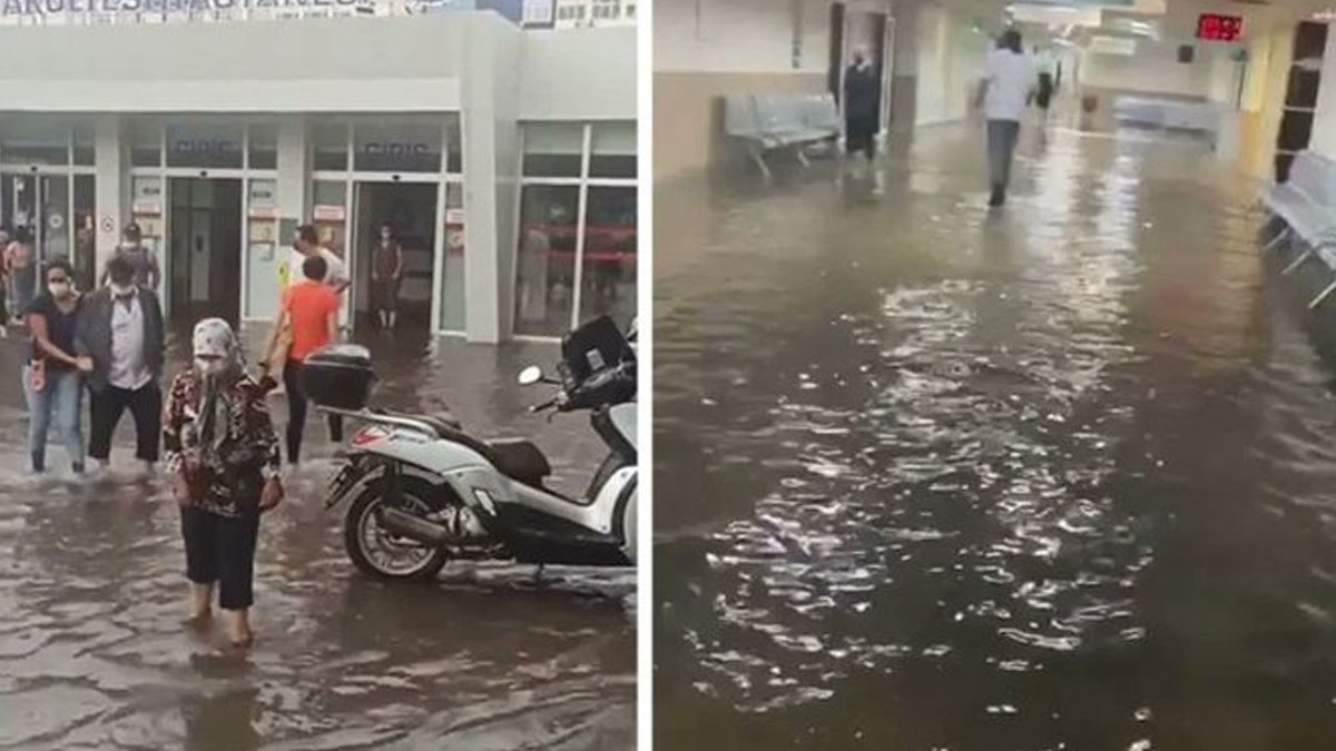 İzmir de şiddetli yağış: Hastaneyi su bastı!