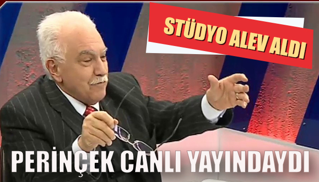 Perinçek yayındayken yangın çıktı