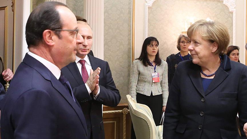 Hollande, Putin ve Merkel ile görüştü