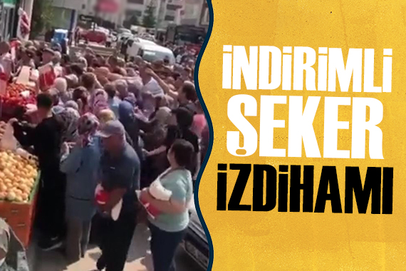 Vatandaşlar indirimli şeker için birbirini ezdi!