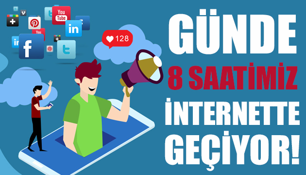 Türkiye günde 8 saatini internette geçiriyor!
